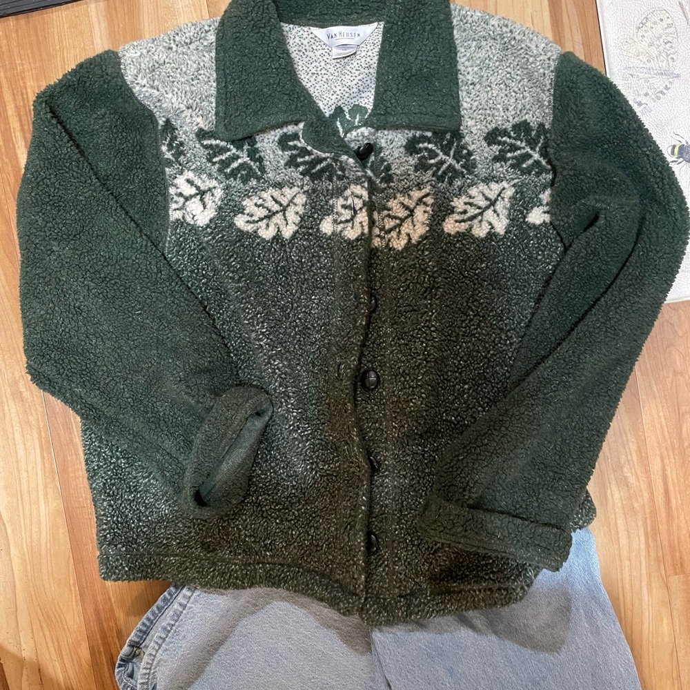Green Leaf Patterned Jacket